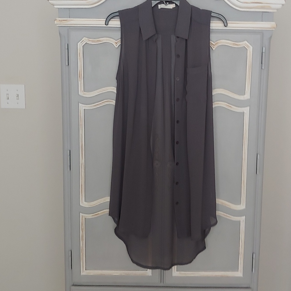 Lush Short-sleeved, Long Buttoned-front, NWT!